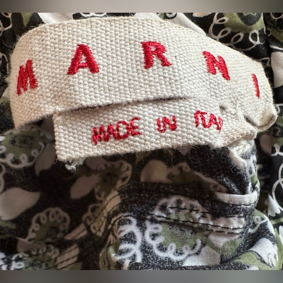 Marni black/olive/beige floral high-neck cotton midi dress - size 40 (US 6/8) - Picture 13 of 13